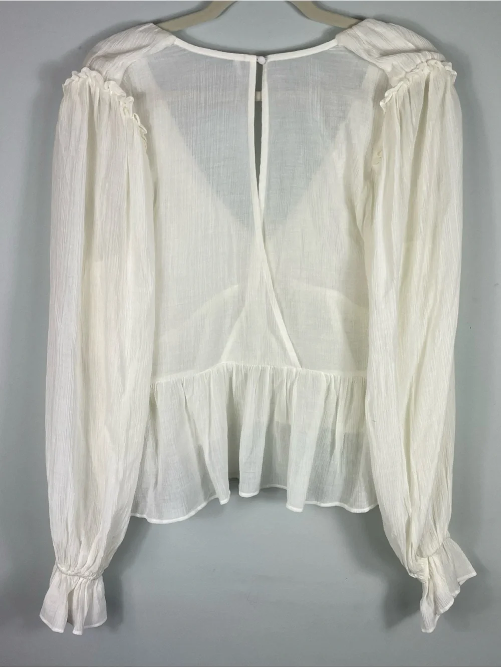 Free People Cream Layered Ruffle V-Neck Blouse